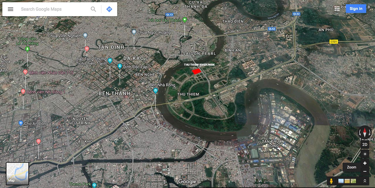 Location of Thu Thiem River Park Project in Ho Chi Minh city